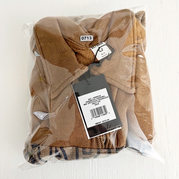 Re/Done Marden University 80s Upcycled Oversized Half Zip Sweatshirt Caramel NWT - Picture 7 of 7